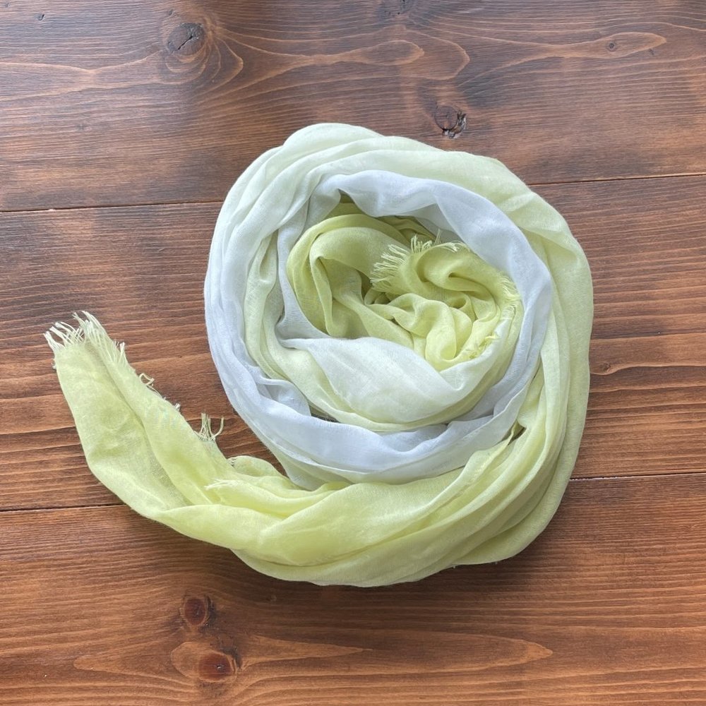White and Yellow Fringed Scarf